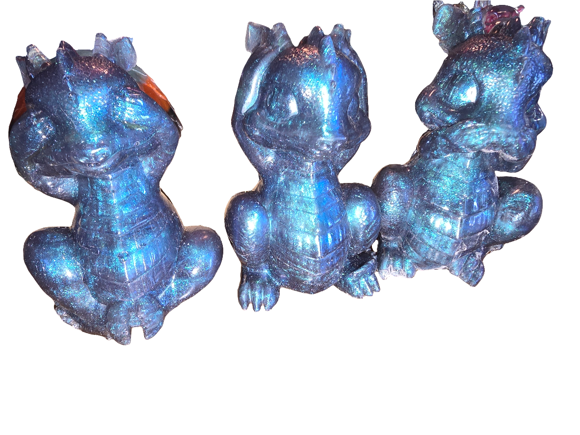 3d resin dragons set